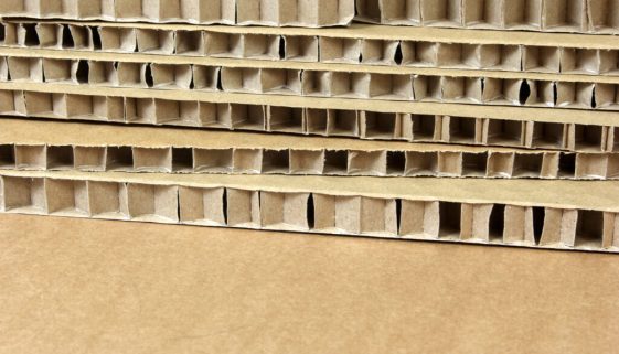 Honeycomb paper board used for cargo bracing. corrugated box sheet. cardboard packaging, cardboard insulation material
