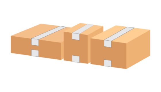 graphic of random sized cartons in line